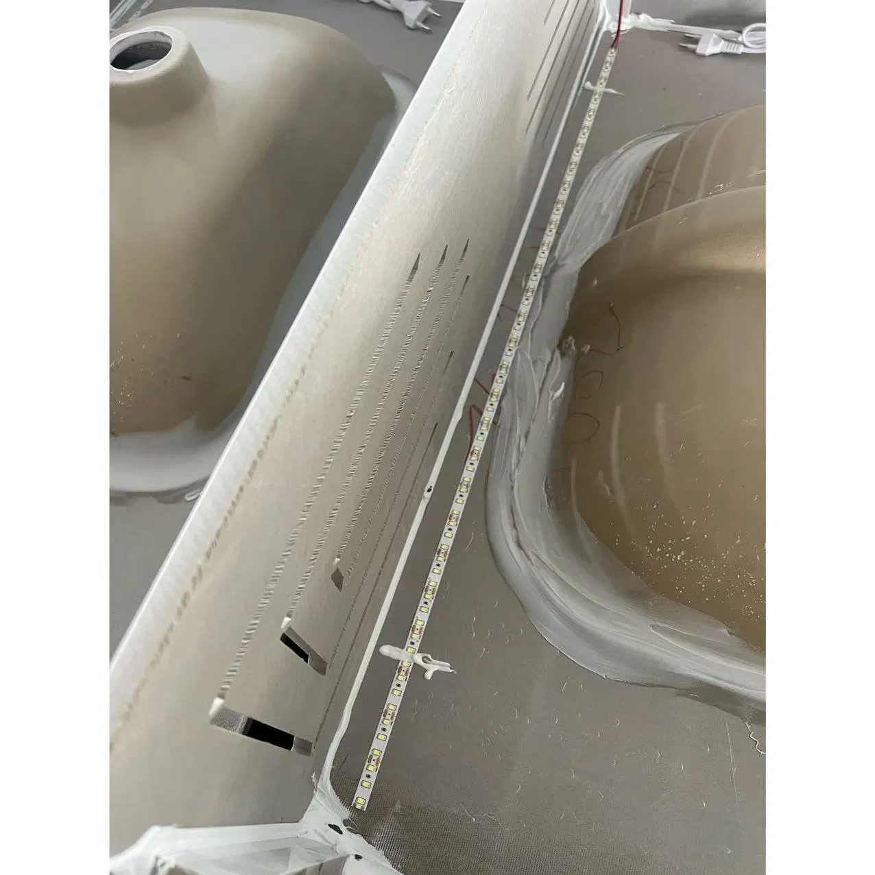 Floating Sintered Stone Single Bowl Sink Bathroom Vanity with Seamless Basin