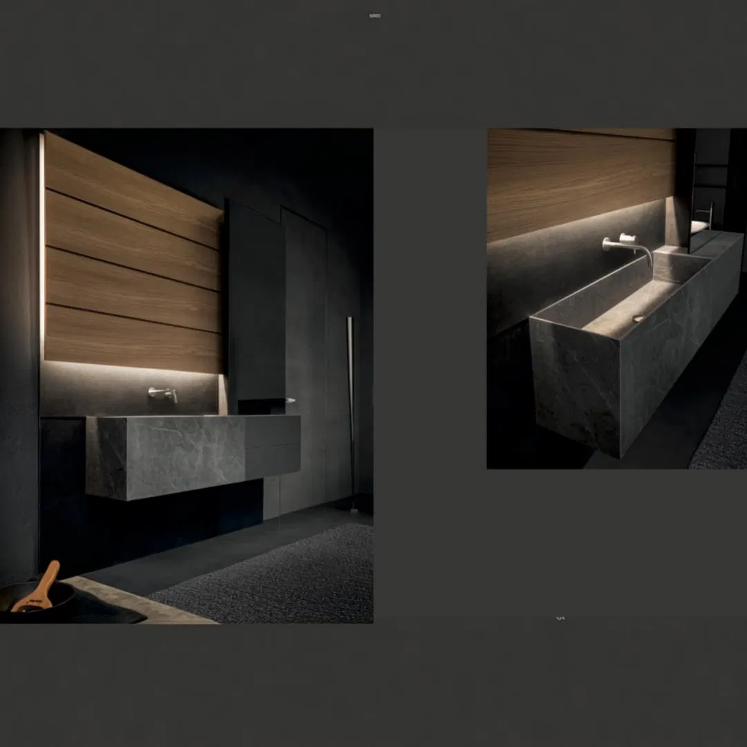 Old Money Style Bathroom Linen Cabinet Using HPL Board and Satin Lacquered Finish Featuring No Straightener Required