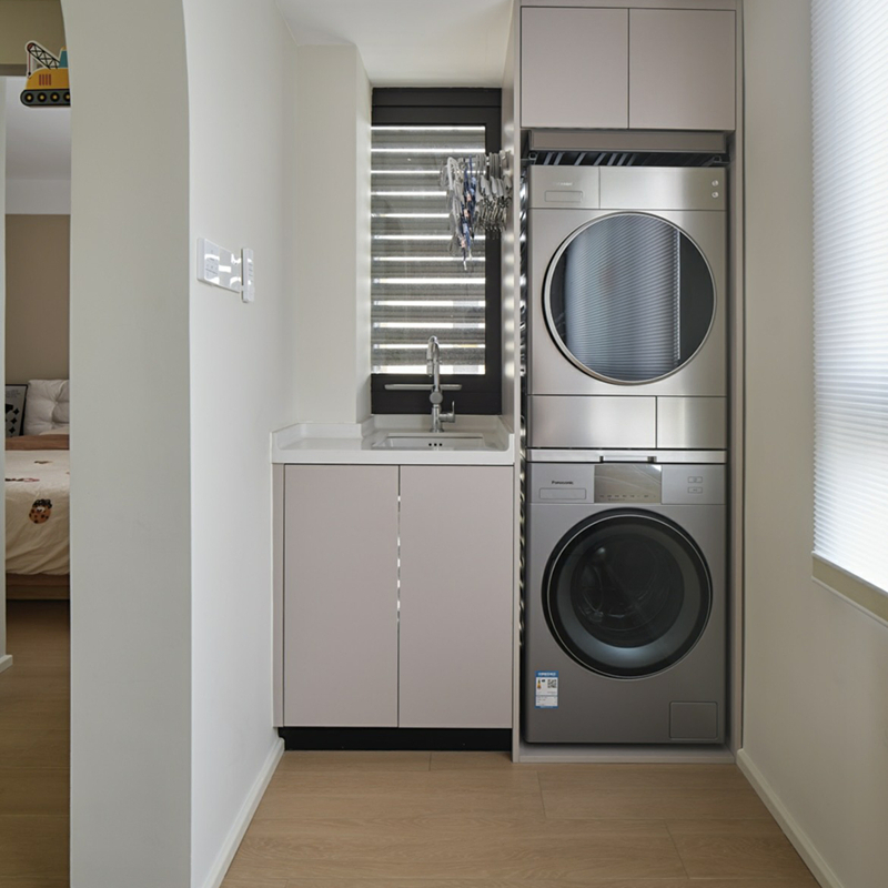 Aluminum Cabinet Layout with Dryer and Washing Machine Modern Furniture Laundry Room Storage Cabinet for Villa or House