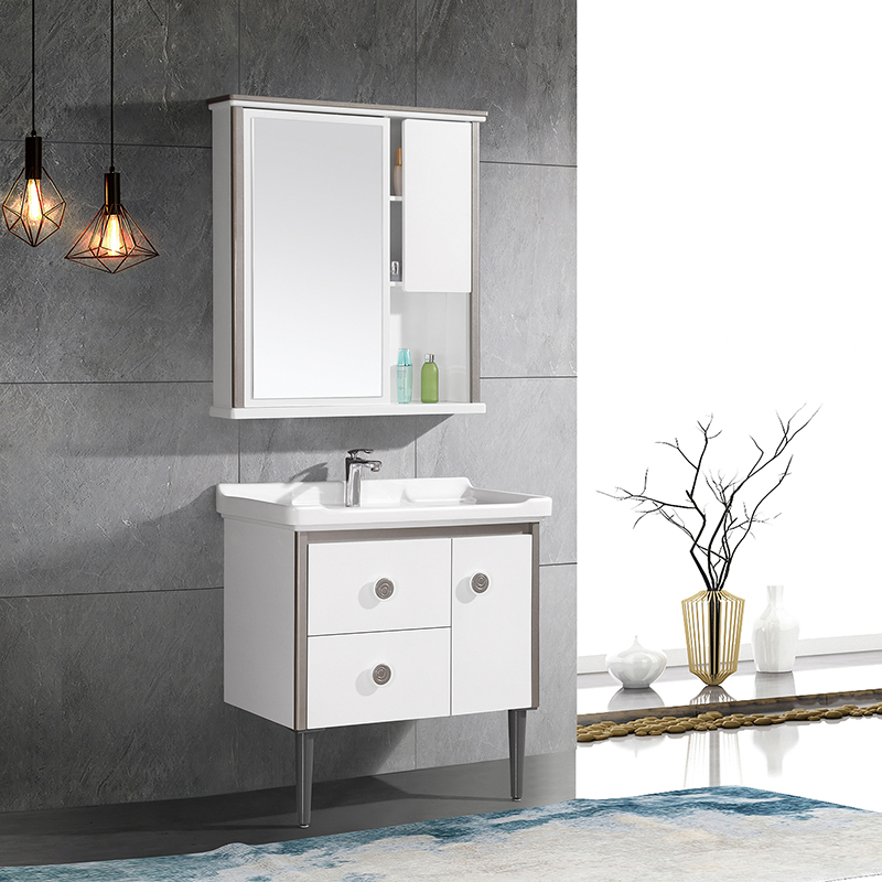 Modern Style PVC Bathroom Vanity Under Sink Corner Cabinet Double Sink Vanity