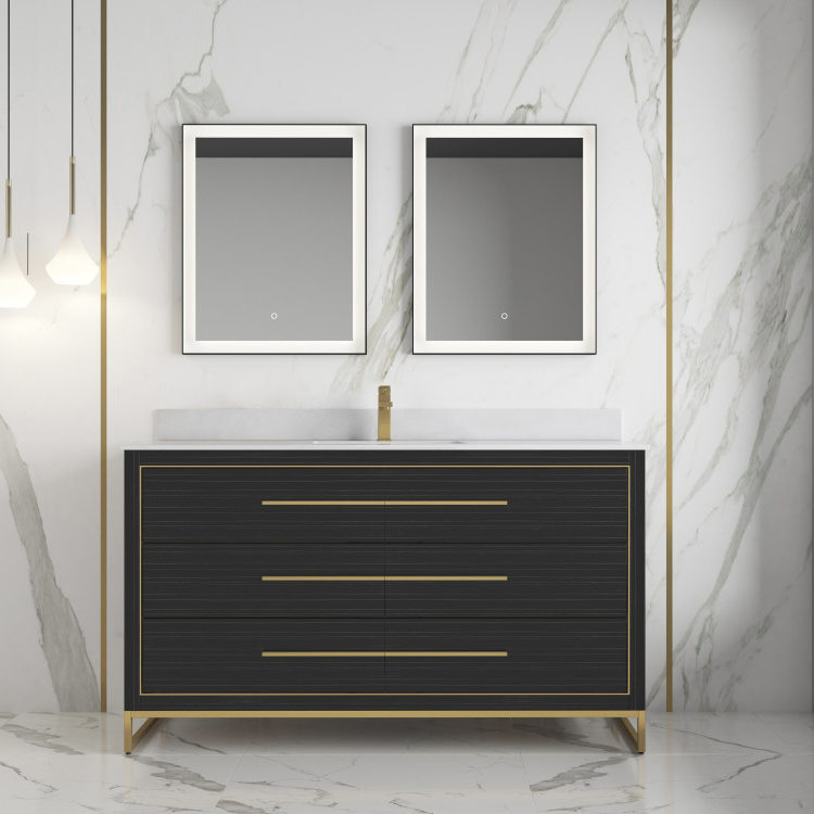 American Style Modern Single Double Sink Solid Wood Bathroom Vanities