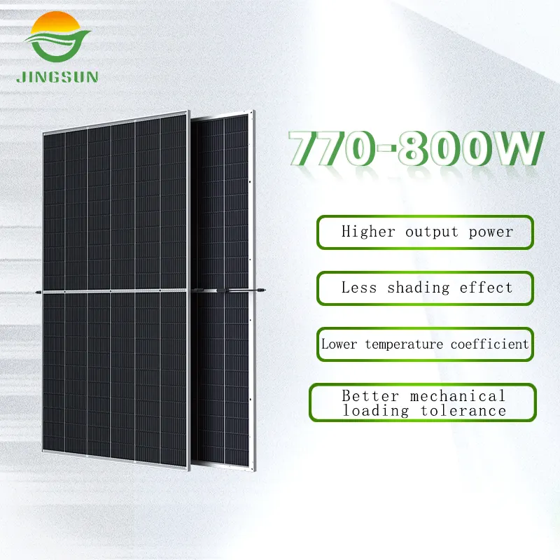 JINGSUN N Type HJT Bifacial Panels Solar 770W 775W 780W 785W 790W Half Cut Mono Photovoltaic Panels 800W