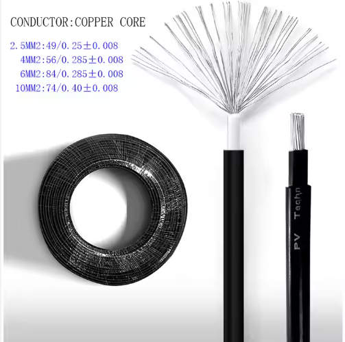 2.5mm 4mm 6mm Pv Solar Connector Cable Core One or Two 1000v 1500v Pv Photovoltaic Solar Connector Wire Harness and Cable