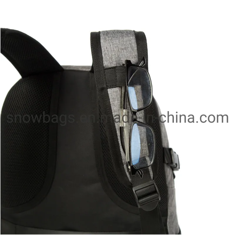 Gray and Black Color Laptop Backpack with Solar Camping