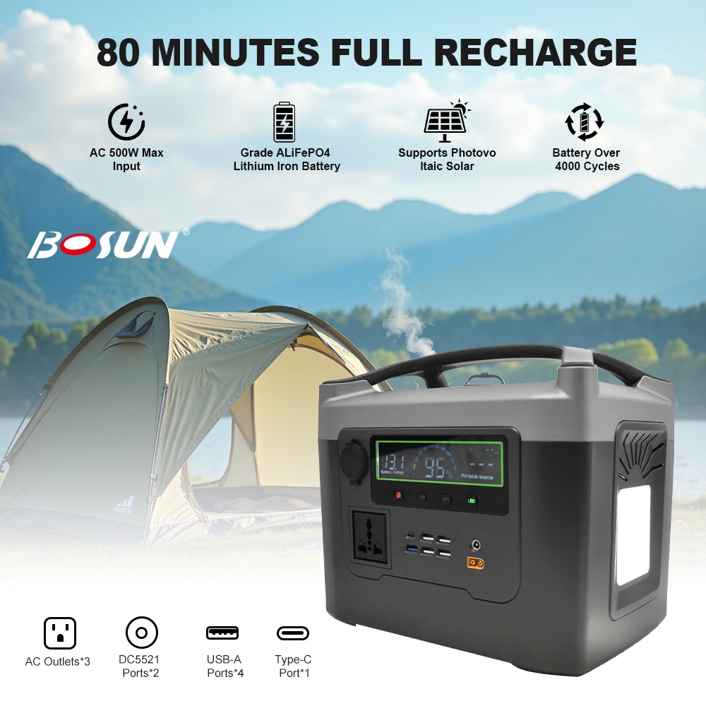 500W Powerstation Emergency Portable Power Station IP65 Waterproof Outdoor Emergency High Power Charging Portable Energy