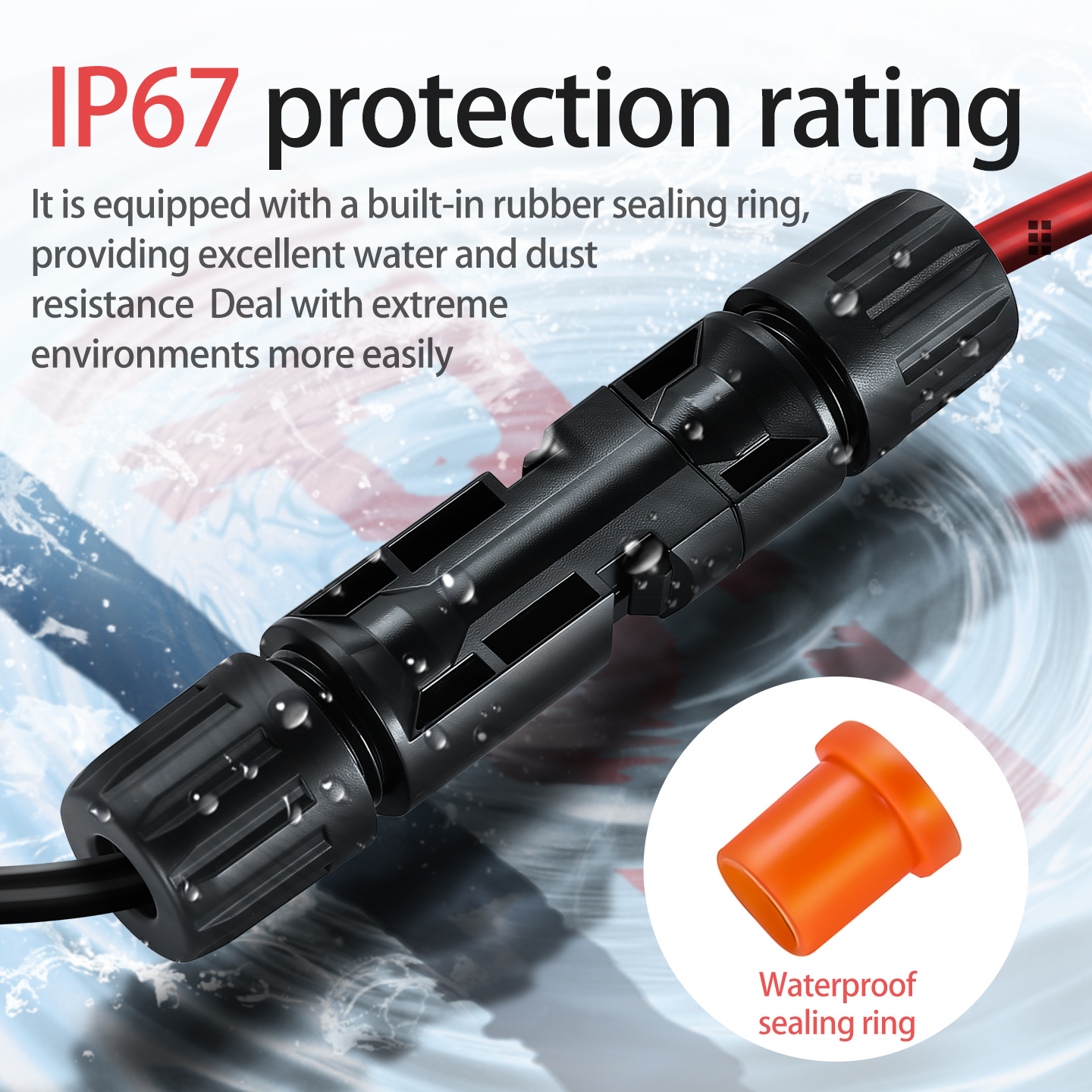 High Strength PPO Solar Connector UV Resistant 67 Waterproof DC PV Connector Compatible With MC4 For Outdoor Solar Energy Panel