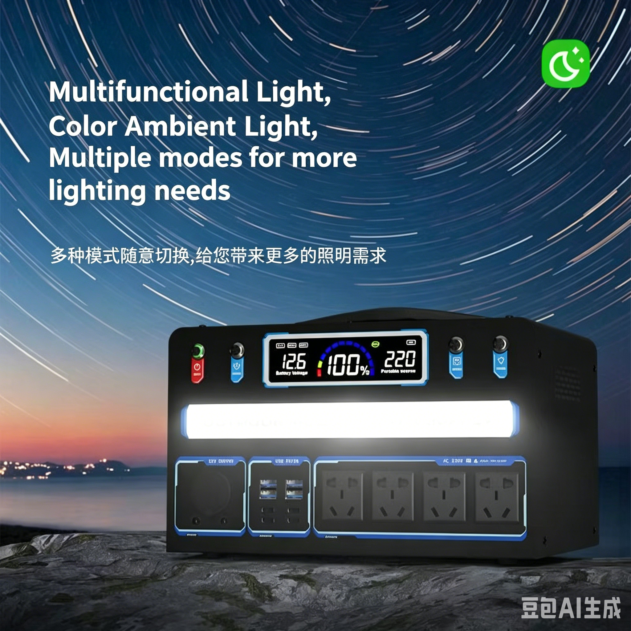 220V Portable Outdoor Power Station Aluminum Housing Energy Storage Inverter Car Battery Emergency Power Supply Model 1000