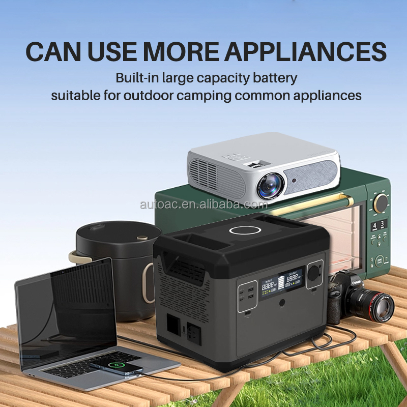 2000W Portable Power Station Energy System Lithium Ion Power Bank with RV Port Solar Emergency Batteries for Car Source US Plug