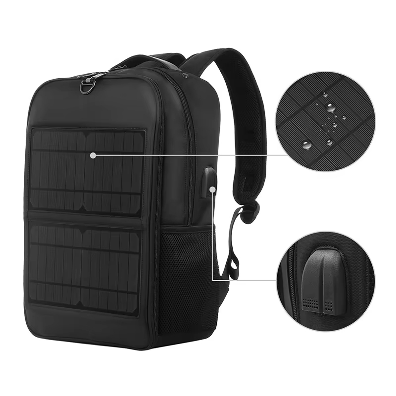 14W 5V Factory Direct Supply Sustainable Colored Sky Print Embroidered Solar Backpack USB Chargeable