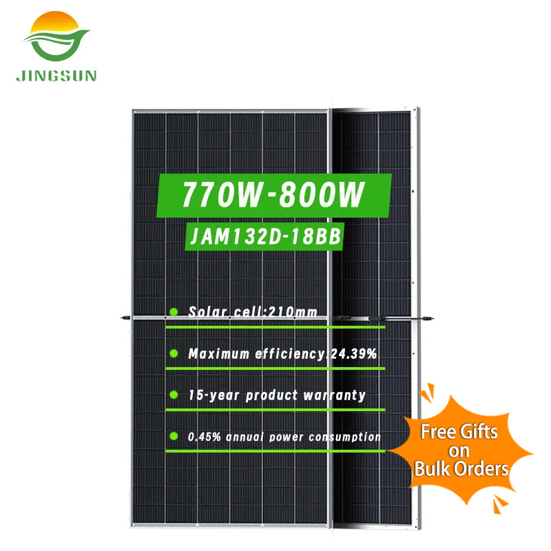 JINGSUN N Type HJT Bifacial Panels Solar 770W 775W 780W 785W 790W Half Cut Mono Photovoltaic Panels 800W