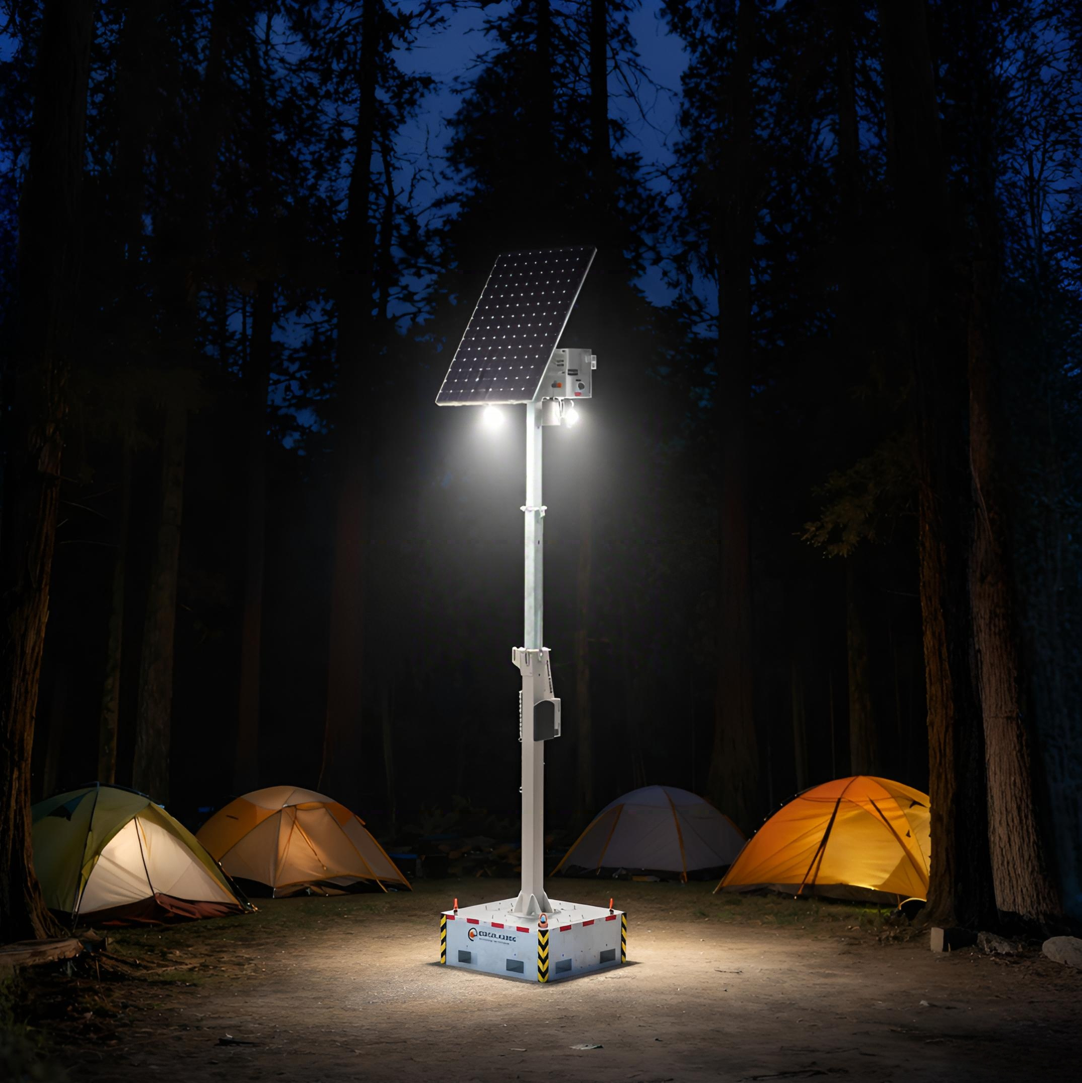 In Stock Mobile Solar Light Tower Trailer Mounted LED Site Lighting 1 Set Ready To Ship Outdoor Portable Powered Towers