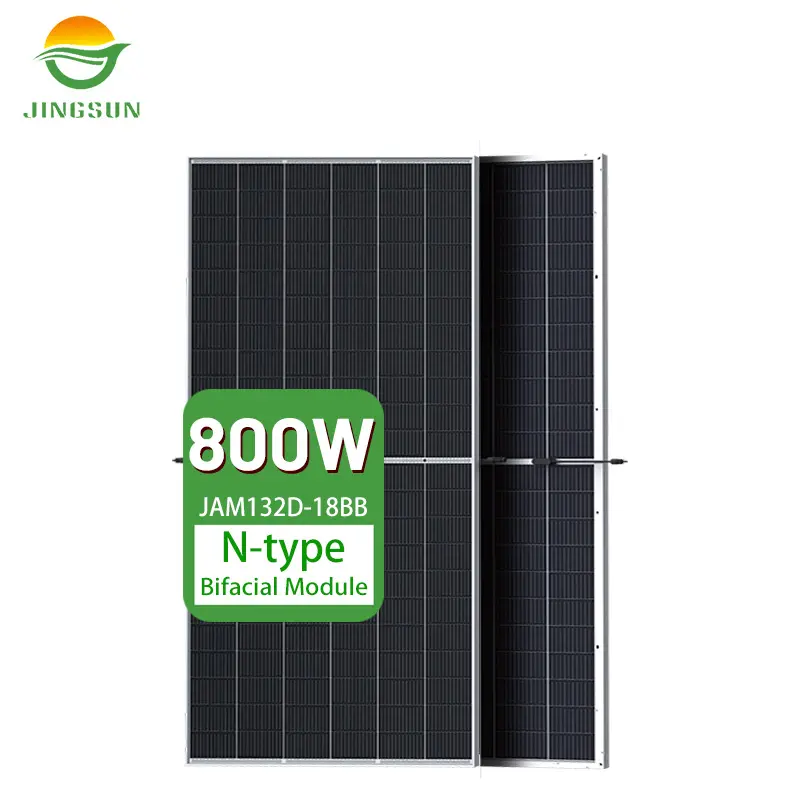 JINGSUN N Type HJT Bifacial Panels Solar 770W 775W 780W 785W 790W Half Cut Mono Photovoltaic Panels 800W