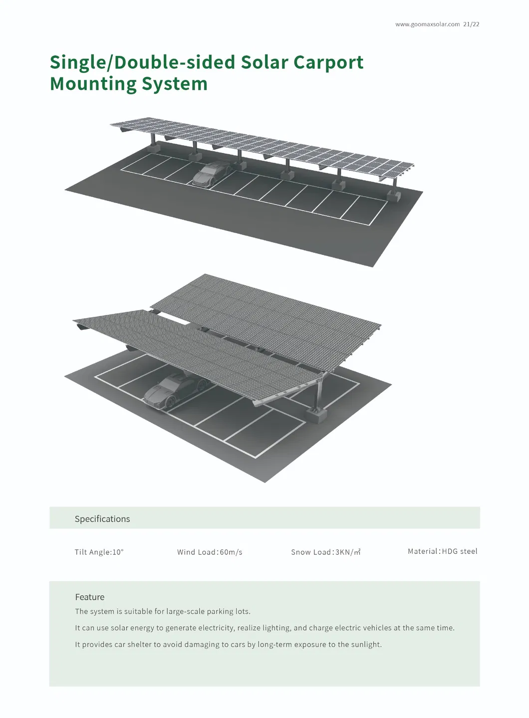 Carbon Steel Solar Carport Mounting System