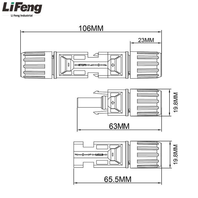 1000V/30A Copper Solar Panel Connectors DC Male Female IP67 Waterproof for for 2.5mm2-6mm2 Cables