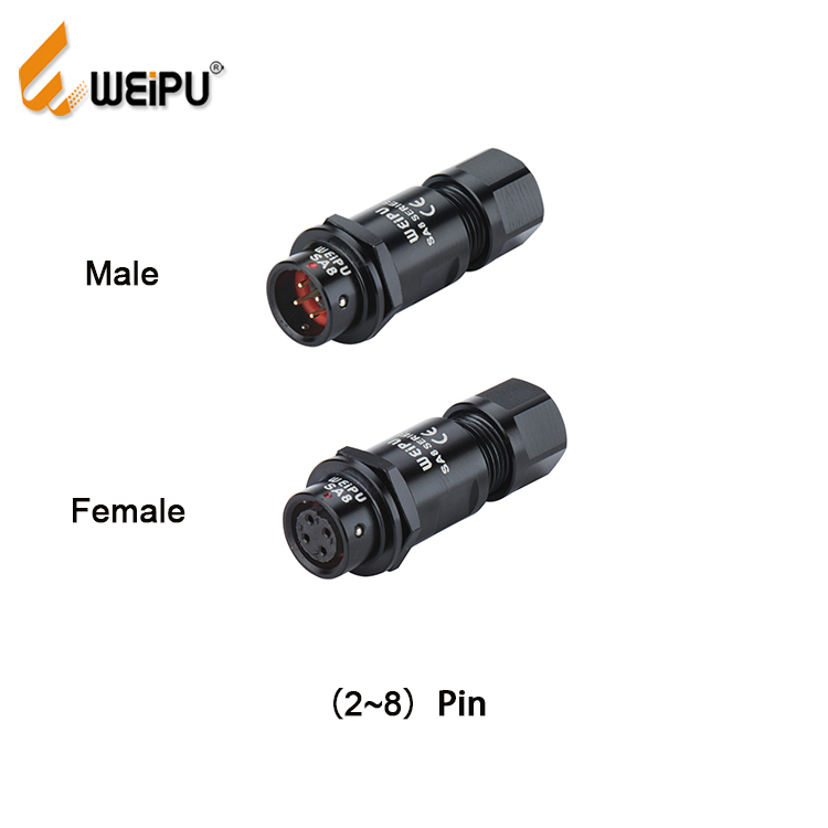 WEIPU 5A AC/DC IP67 Solar Cable China Supplier 6 Pin Battery Circular Connector Push Locking Wire 12V Power 2 3 Connections