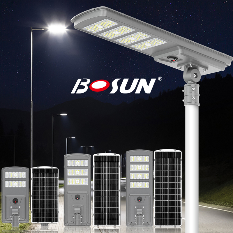 BOSUN IP65 Waterproof Custom IP65 Outdoor All in One Solar Street Lights High Quality Long Lifespan Solar Panel Street Lights