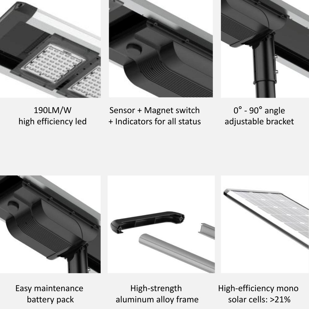 Certified Outdoor Waterproof Solar Street Lamp 80W Integrated All in One Solar Led Street Light With Panel