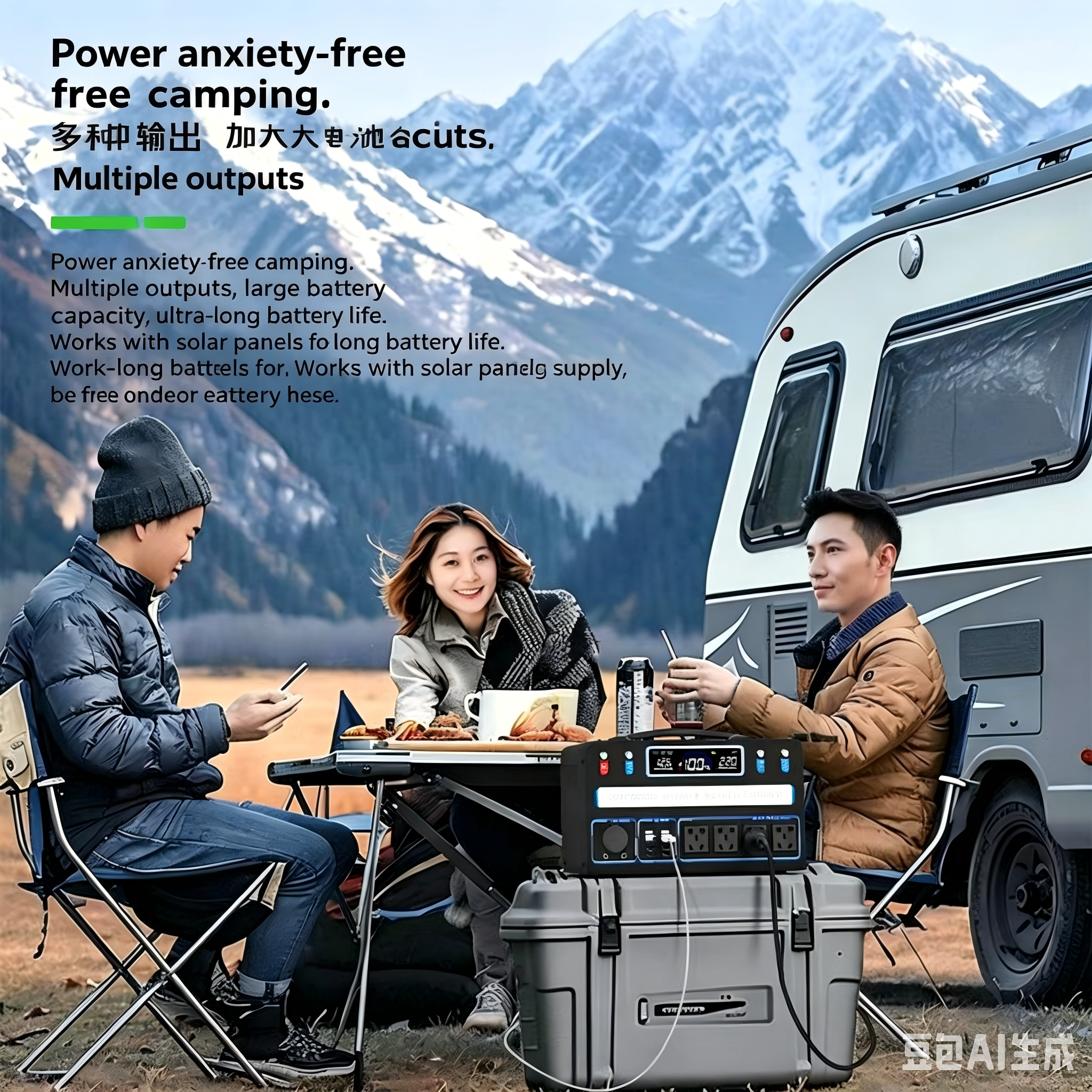 220V Portable Outdoor Power Station Aluminum Housing Energy Storage Inverter Car Battery Emergency Power Supply Model 1000