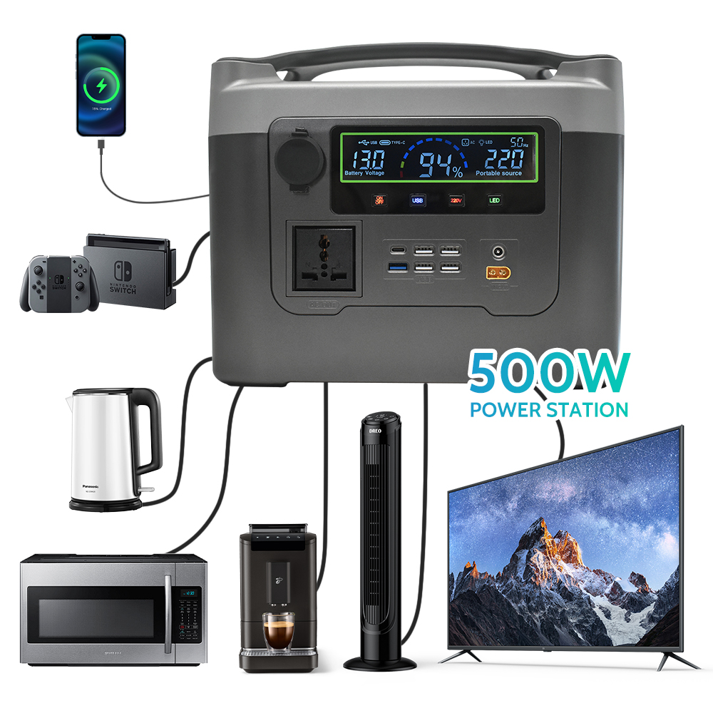 500W Powerstation Emergency Portable Power Station IP65 Waterproof Outdoor Emergency High Power Charging Portable Energy