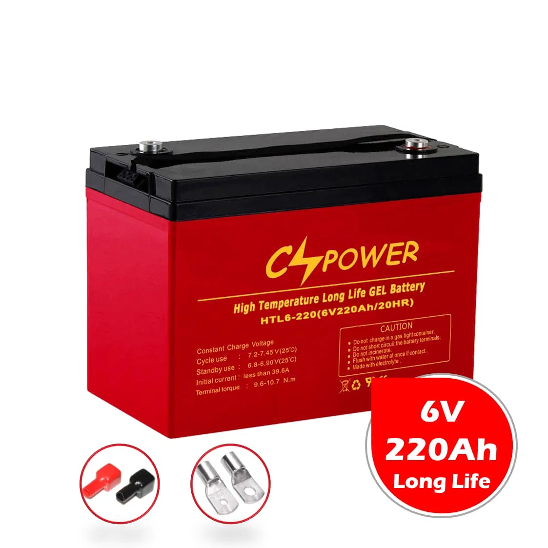 Cspower Battery Deep Cycle Gel 6V220ah Battery Golf Cart, Sweeper, Solar Storage