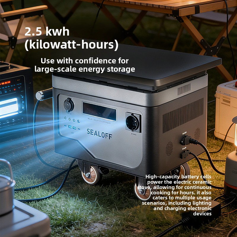 Portable Outdoor Power Station 220V/2560Wh 2000W LiFePO4 Battery Solar Generator Safety Features for Camping Emergency Backup