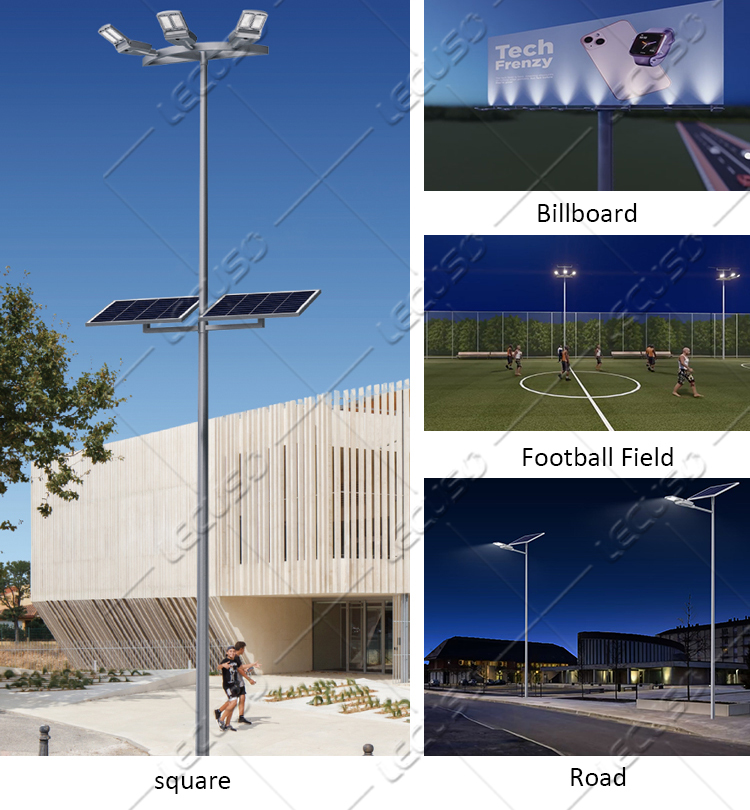 High Power Outdoor 100w 120w Led Solar Panel Street Light and Pole
