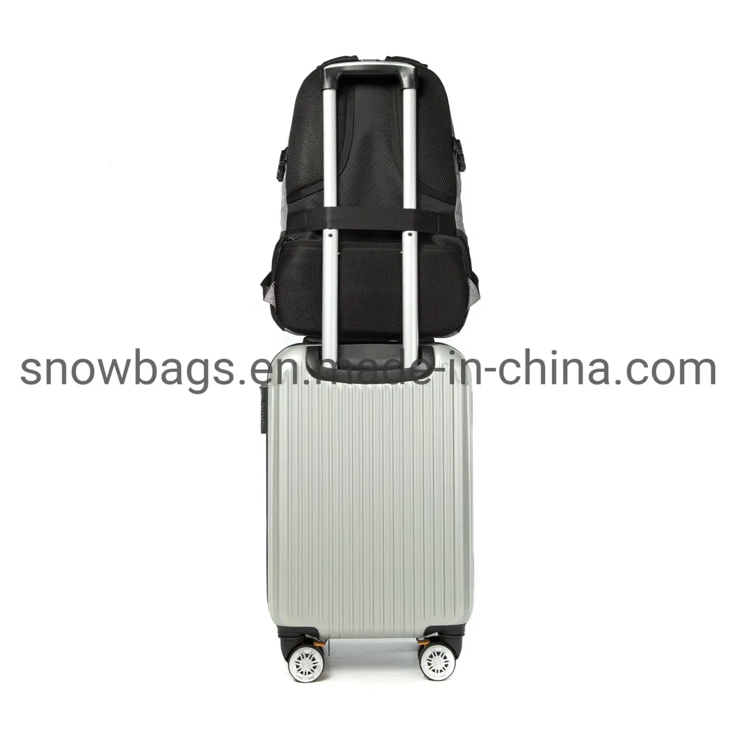 Gray and Black Color Laptop Backpack with Solar Camping