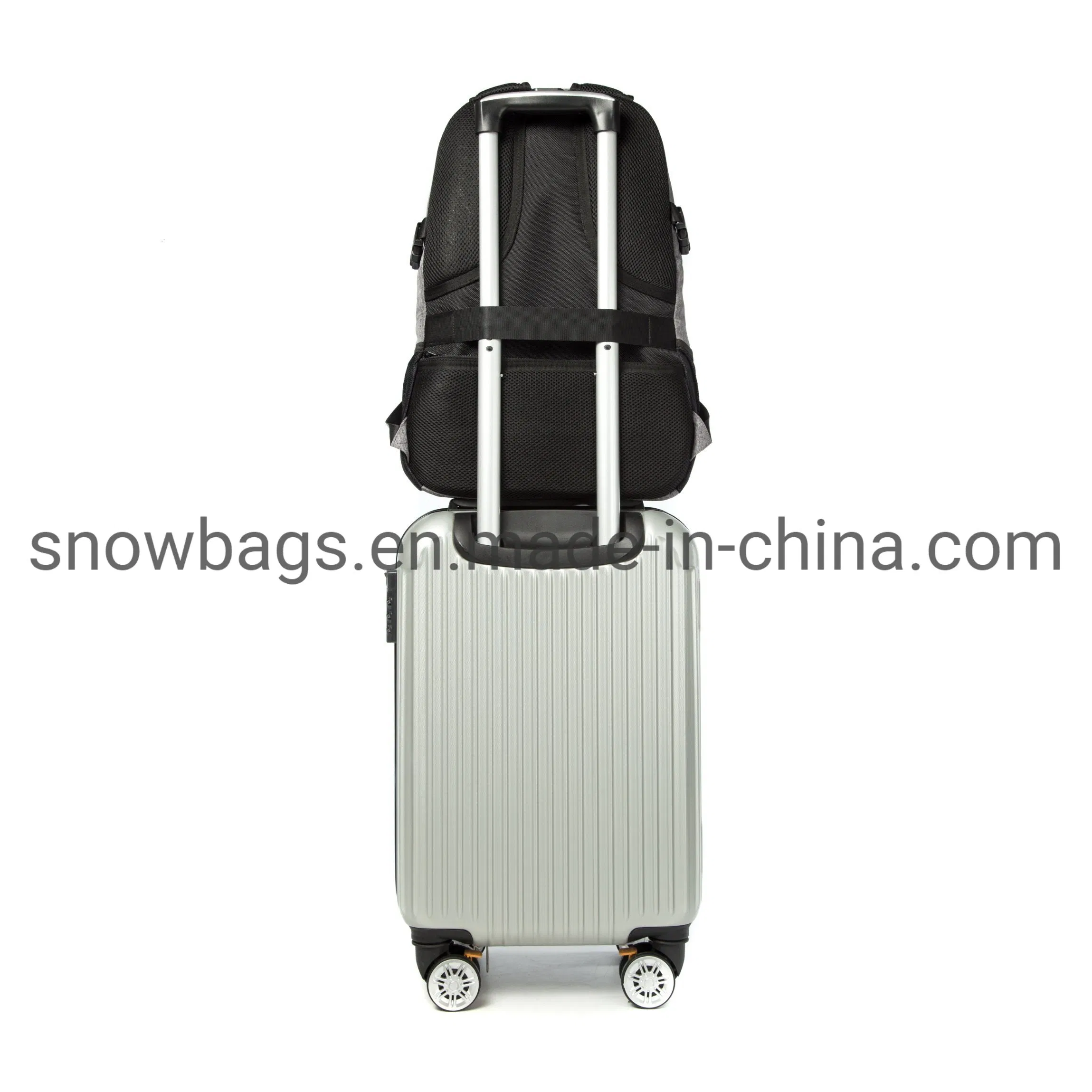 Gray and Black Color Laptop Backpack with Solar Camping