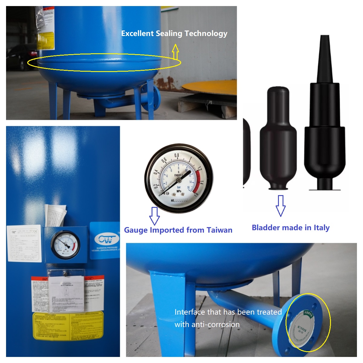 New And Used Stainless Steel Solar Water Storage Tank Energy-Saving RO Well Water Pressure Buffer For Farms
