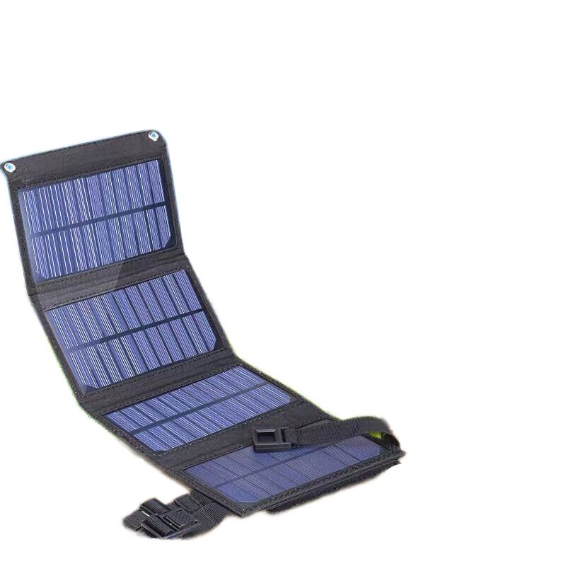 Portable 20W Foldable Solar Panel with 21% Efficiency for Outdoor Mobile Phone Fast Charging Black Camouflage Color for Bags