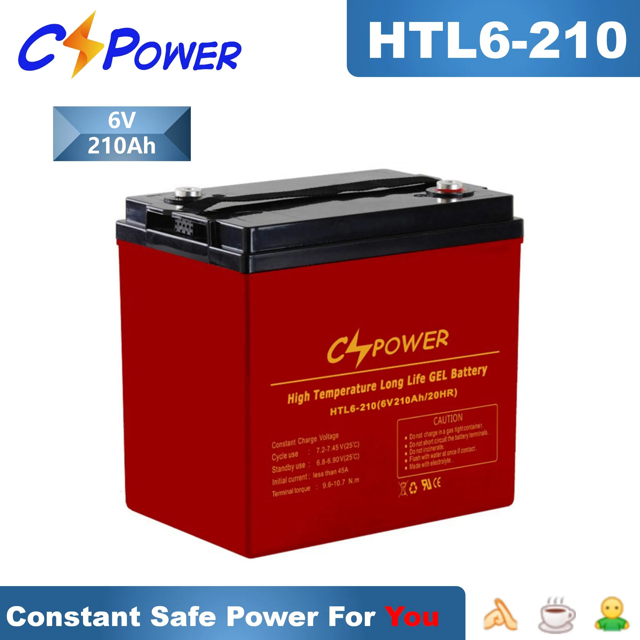Cspower Battery Deep Cycle Gel 6V220ah Battery Golf Cart, Sweeper, Solar Storage