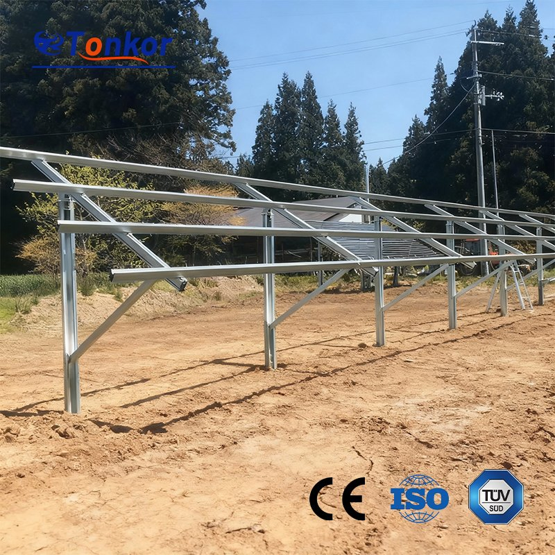 Aluminum Solar Ground Mounting System with Single-Pole PV Panel Support