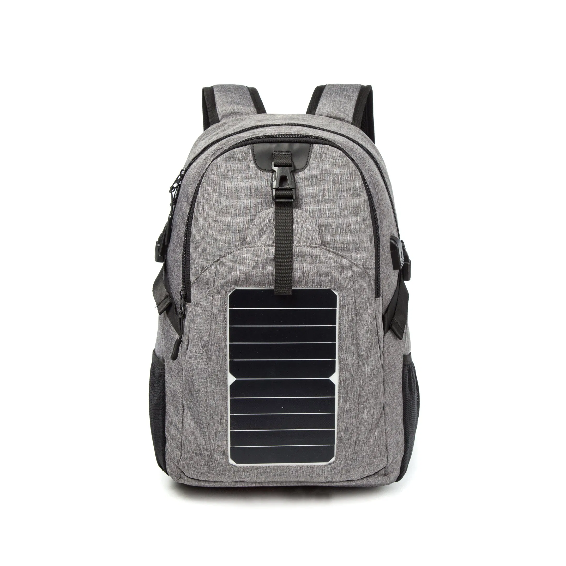 Gray and Black Color Laptop Backpack with Solar Camping