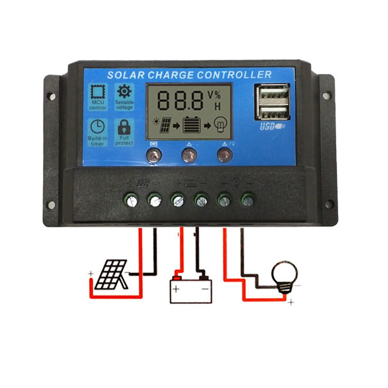 PWM Solar Charge Controller 12V/24V 30A with LCD USB