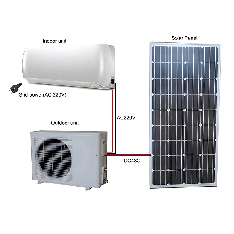 9000 12000 18000 24000 BTU Hybrid AC DC Solar Air Conditioner DC 48V Solar Air Conditioner off Grid Home Appliance Split Wall Mounted Air Cooler
