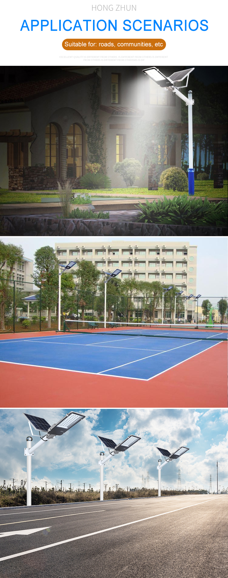 High Power SMD Chip IP65 Waterproof Solar Street LED Light Application Scenarios