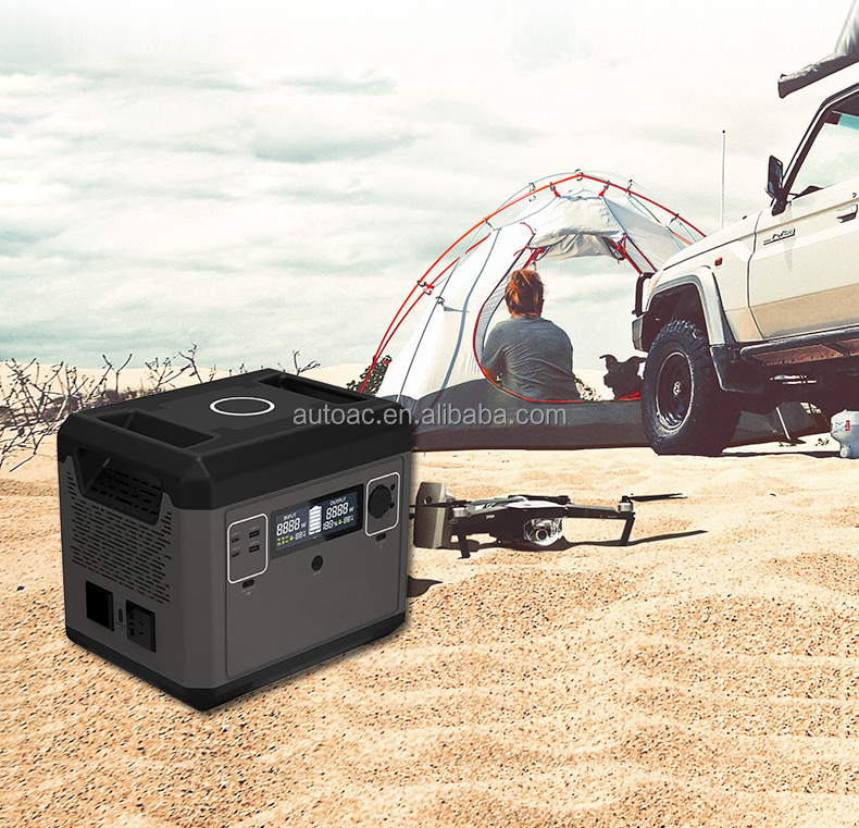 2000W Portable Power Station Energy System Lithium Ion Power Bank with RV Port Solar Emergency Batteries for Car Source US Plug