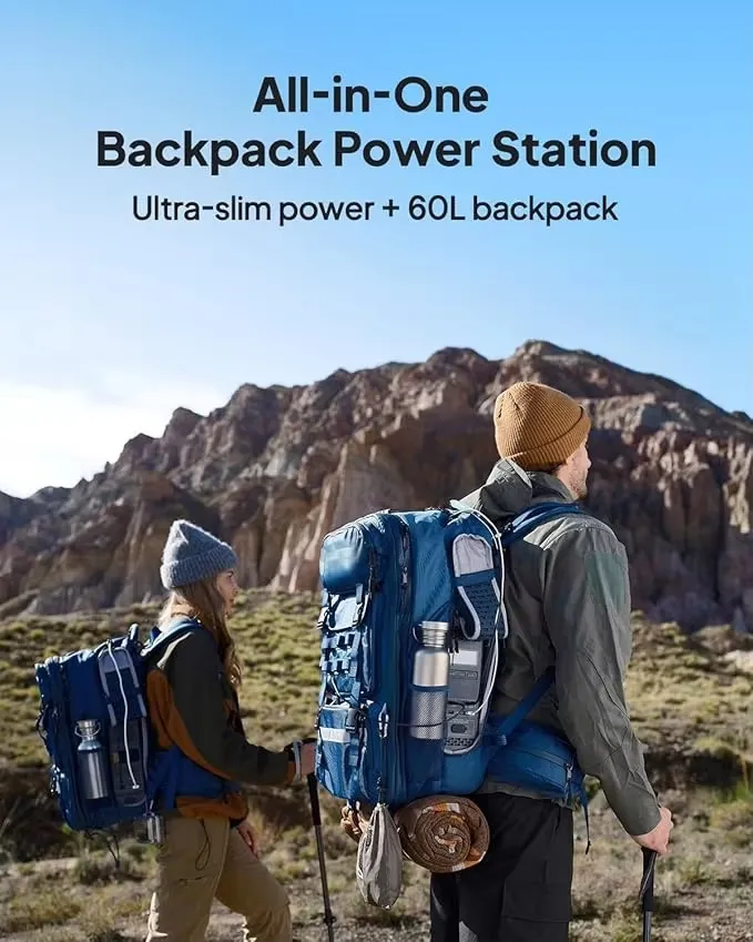 Power Station Handsfree Generator 60L All in One Solar Backpack Power System Hiking Earphone Hole Photography