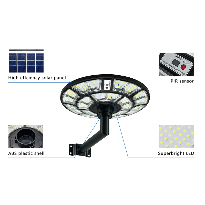Factory Direct Sales Round UFO 500W 1000W ABS Plastic Integrated All In One Outdoor Solar Street Lights