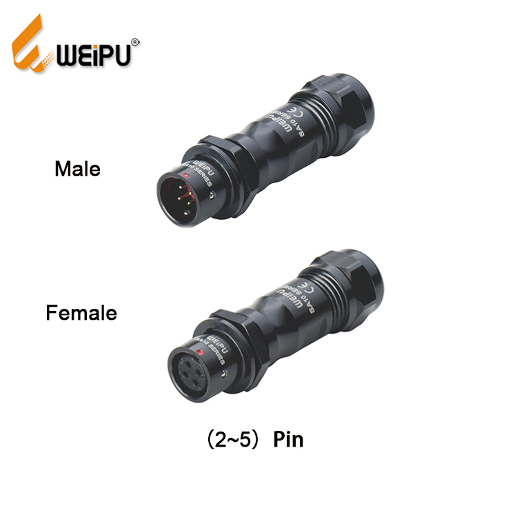 WEIPU 5A AC/DC IP67 Solar Cable China Supplier 6 Pin Battery Circular Connector Push Locking Wire 12V Power 2 3 Connections
