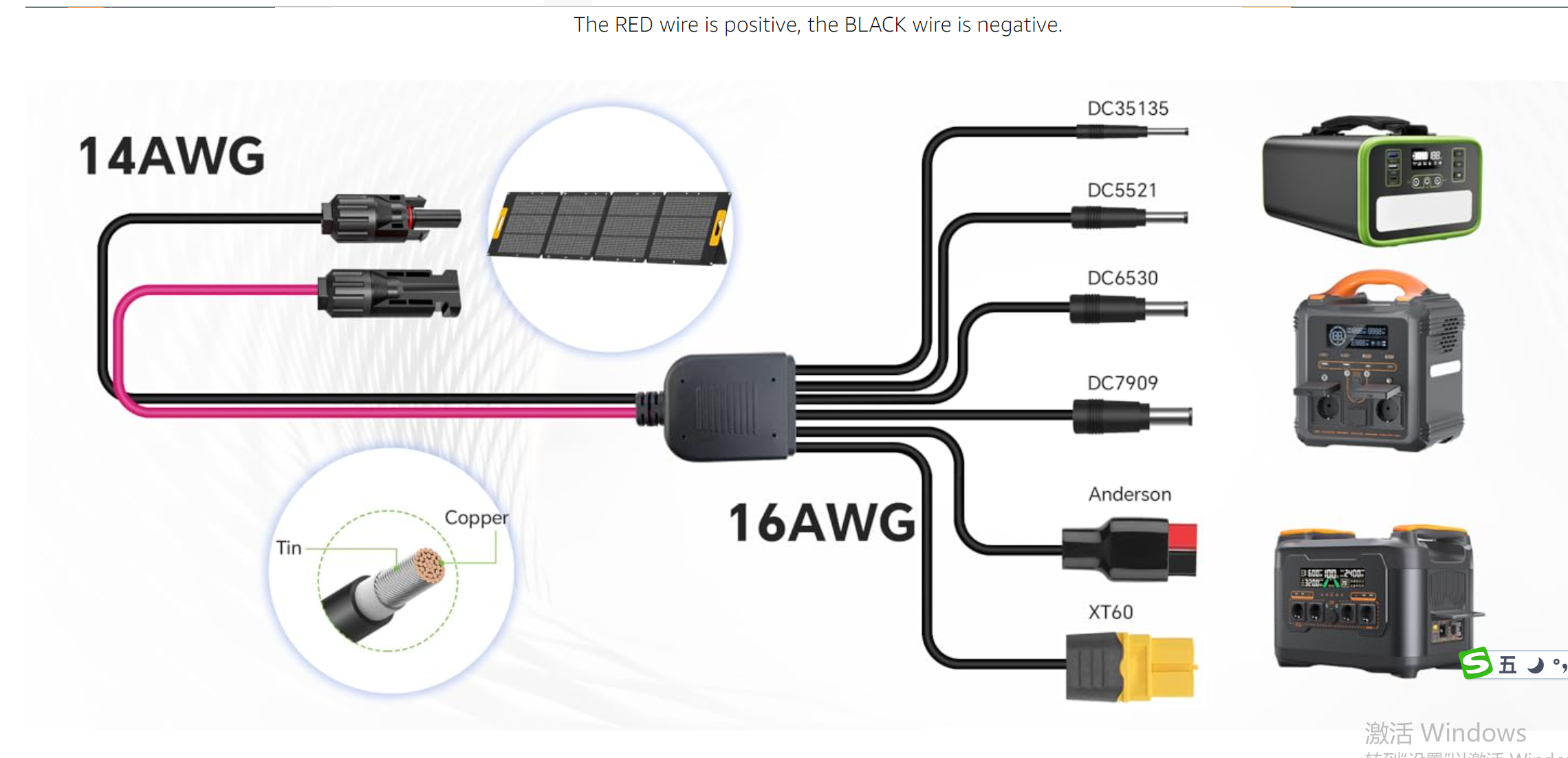 6-in-1 Solar Power System Connector Kit Female Male Connectors Universal Solar Adapter Cable PVC Copper Alloy 250V 35A