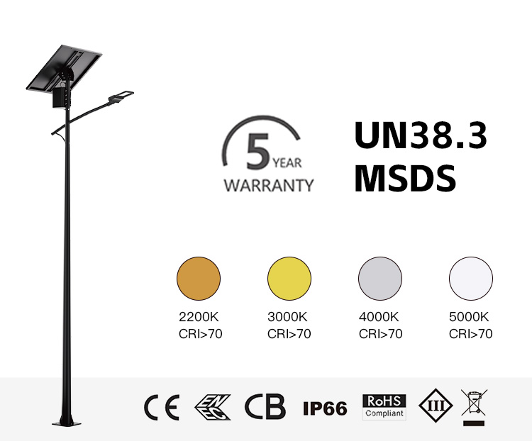 Solar Street Light Led 20w Single Arm Factory Direct Sale