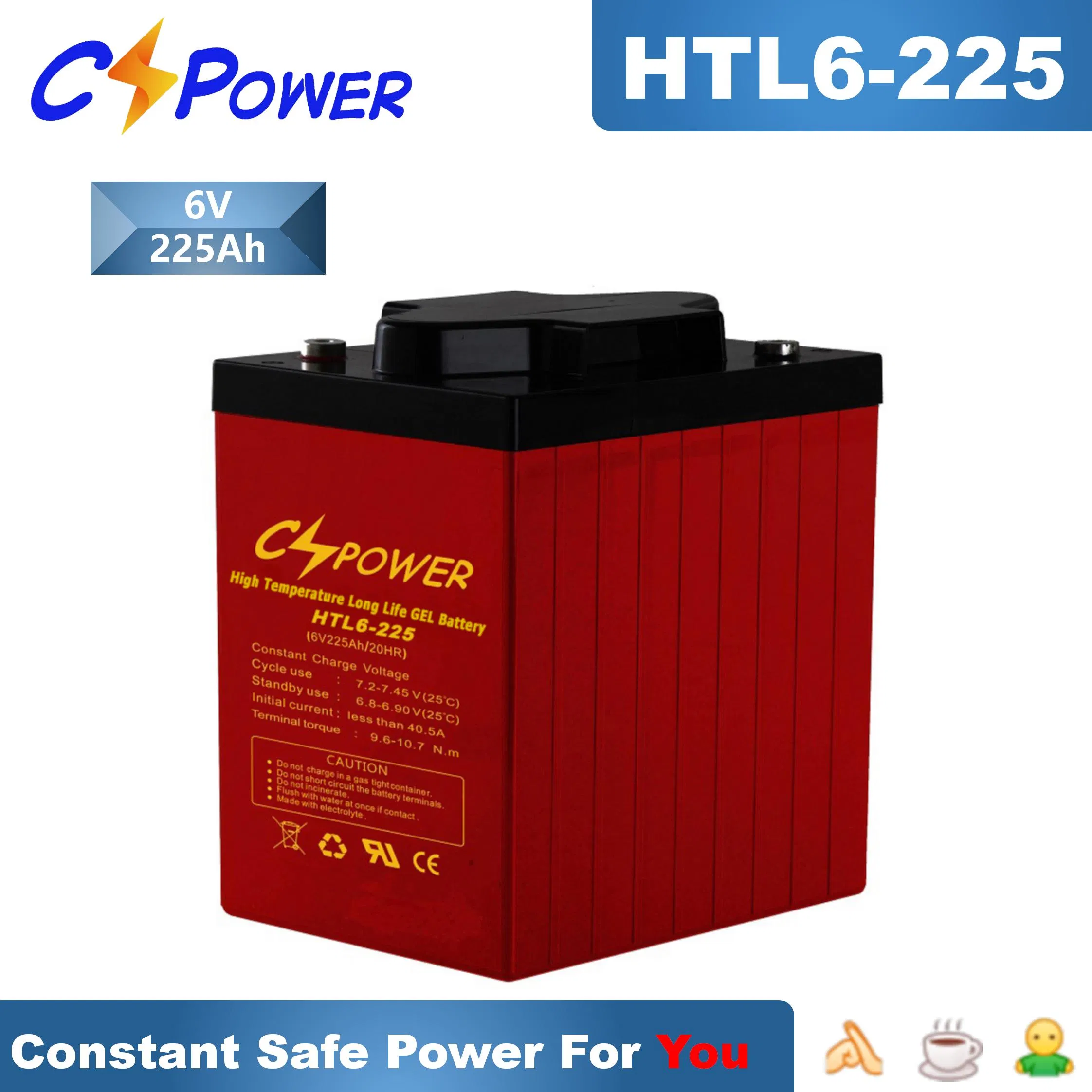Cspower Battery Deep Cycle Gel 6V220ah Battery Golf Cart, Sweeper, Solar Storage