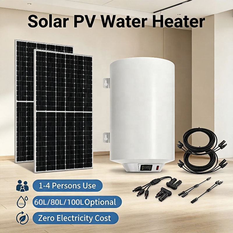 80L Pressurized Metal Solar PV Electric Water Heater Compact Size Easy Use Low Power Consumption For Hotel/RV And Household Bath