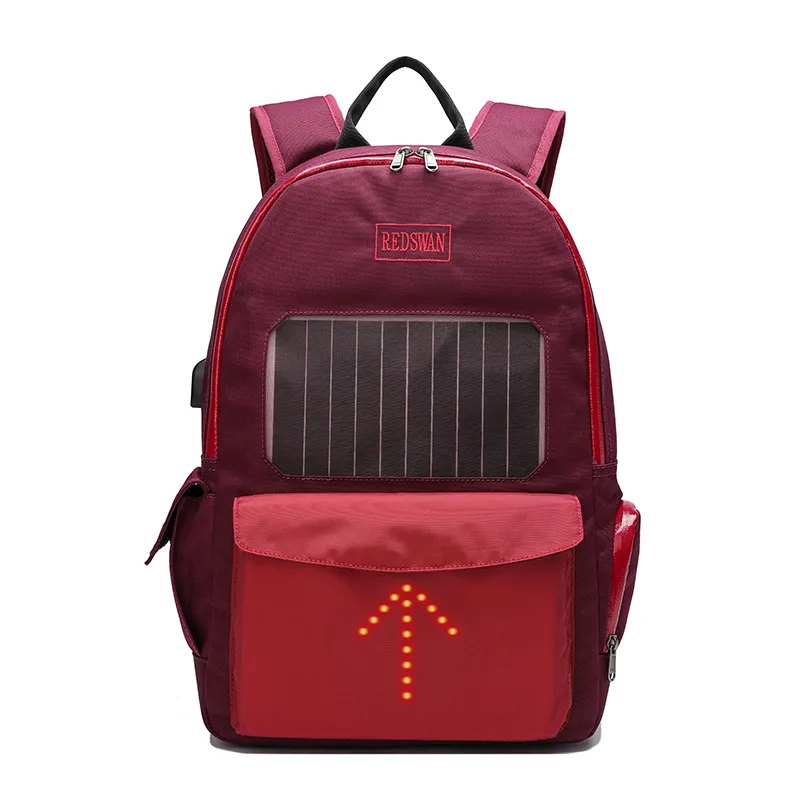 Fashion Design Solar Panel Backpack Cycling Bike Safety LED Flash Light Backpack (RS190204-5)