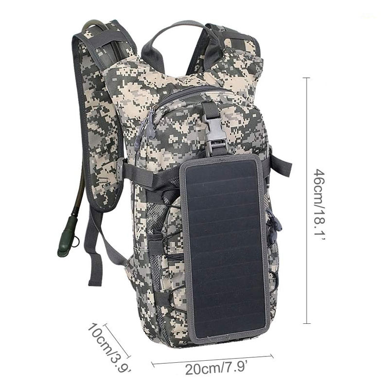 Tactical Hydration Backpack with 2L Water Bladder Solar Powered Backpack Bag