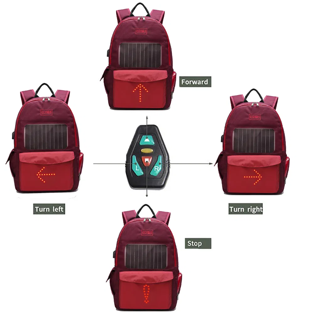 Fashion Design Solar Panel Backpack Cycling Bike Safety LED Flash Light Backpack (RS190204-5)