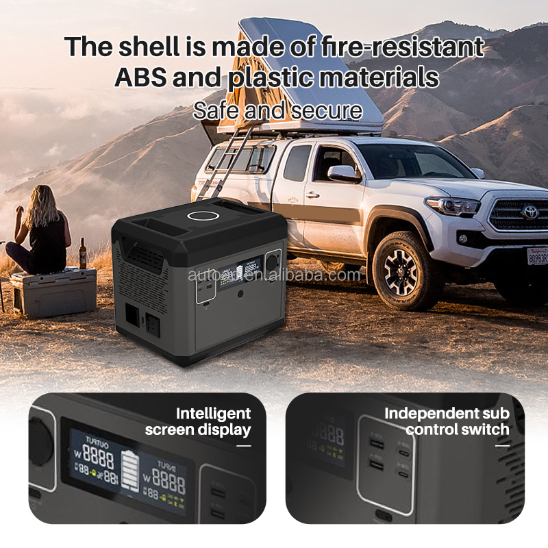 2000W Portable Power Station Energy System Lithium Ion Power Bank with RV Port Solar Emergency Batteries for Car Source US Plug