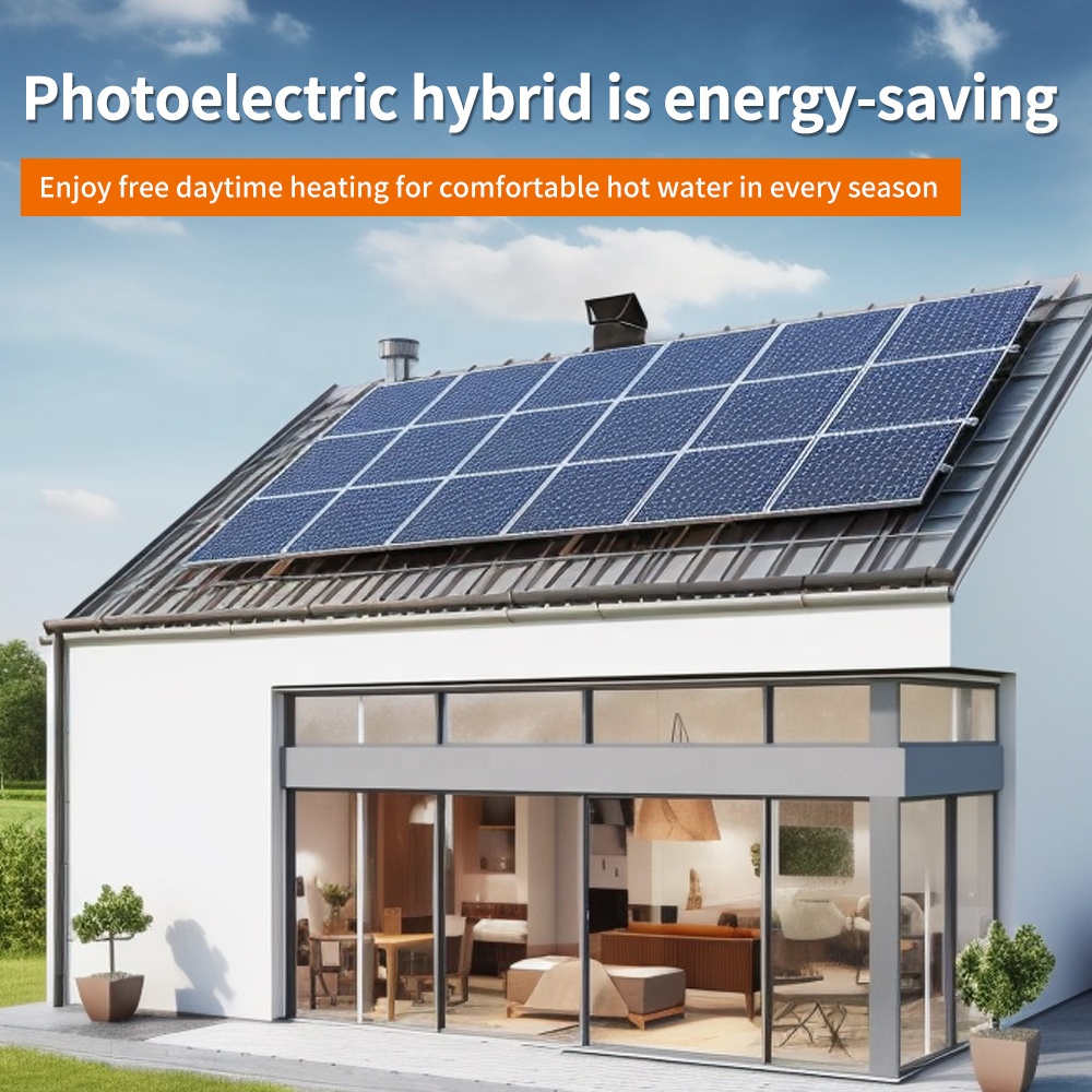 Metal Smart Solar PV Water Heater 80L Flat-Plate Energy Efficiency Electric Controlled Wall-Mounted Household Commercial