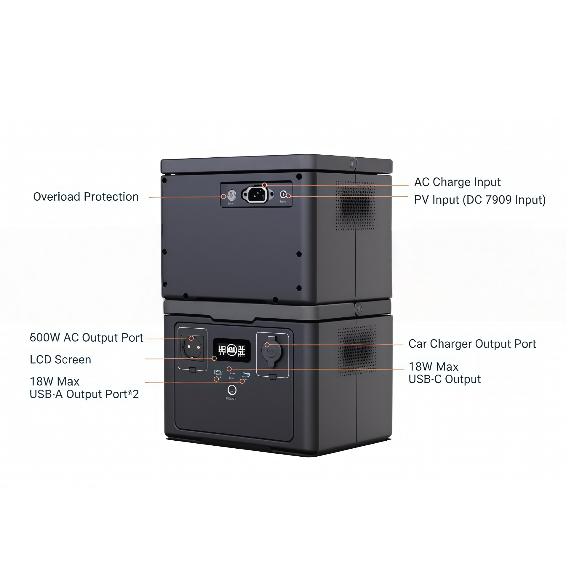 600W Portable Power Station 512Wh LiFePO4 Lithium Battery Power Bank Solar Generator Emergency Energy Storage Power Supply
